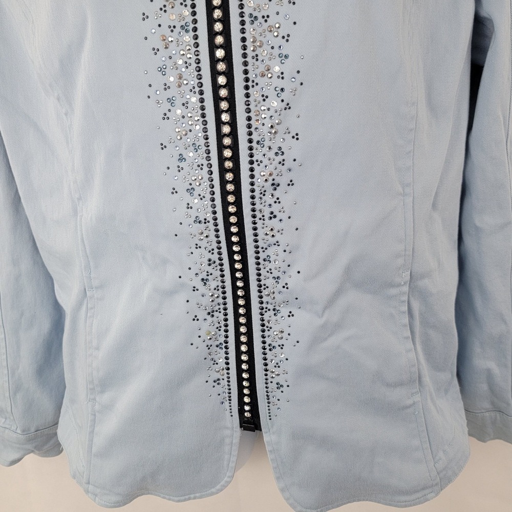 CHRISTINE ALEXANDER Womens Jacket Sz L Embellished Rhinestones Bling Sparkle - Picture 3 of 15